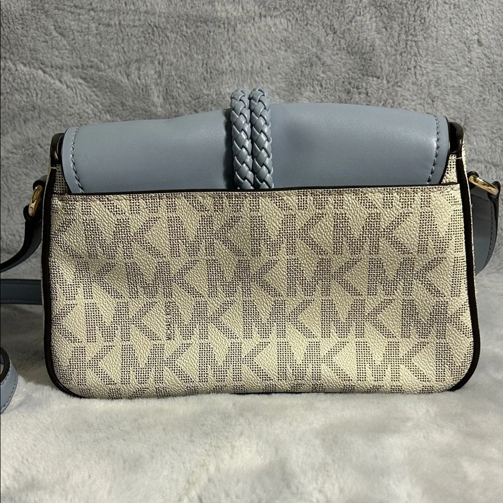 Michael Kors “Lea” Pale Blue and Cream Crossbody Bag